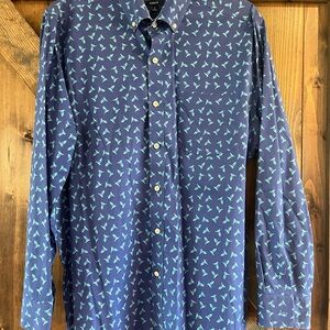 Crown & Ivy Blue Shirt with Teal Pattern